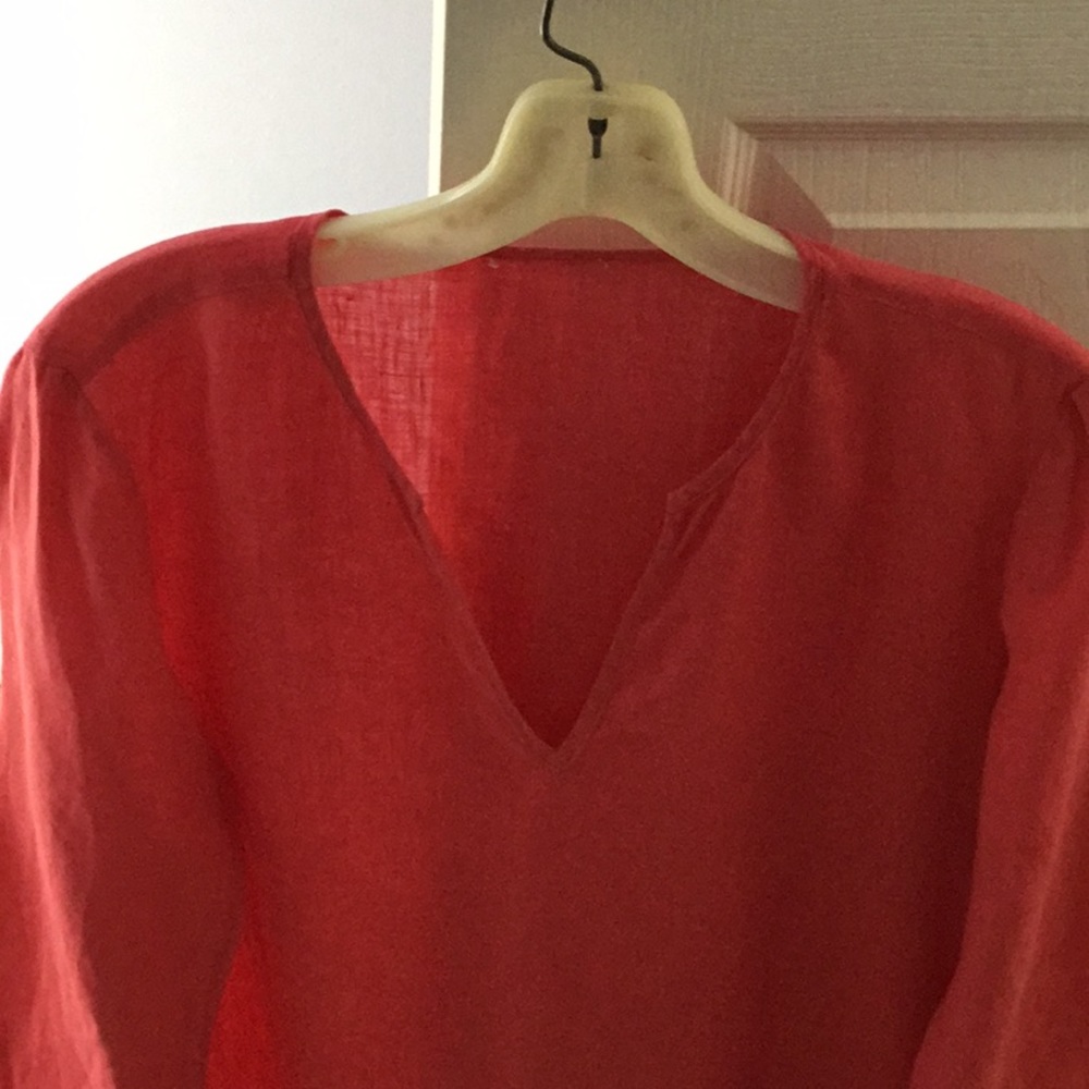 Raspberry linen tunic blouse